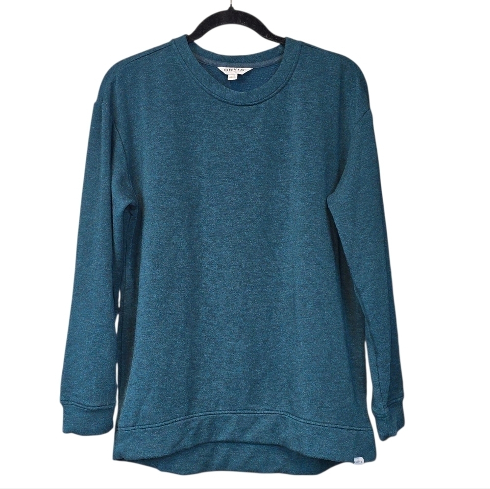 Orvis Cozy Long Sleeve Crewneck Pullover Sweatshirt Green Size Medium
